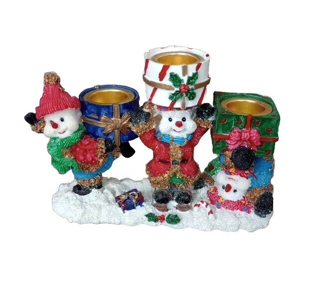 Kirkland’s Holiday Decor Snowman Christmas 3 Tapered Candle Holder