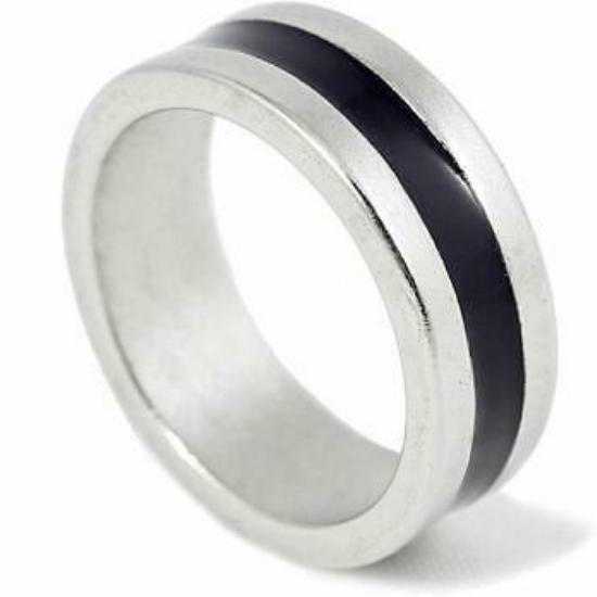 PK RING SILVER & BLACK STRONG MAGNETIC- SIZE 10-1/2 (20mm) MAGIC TRICK