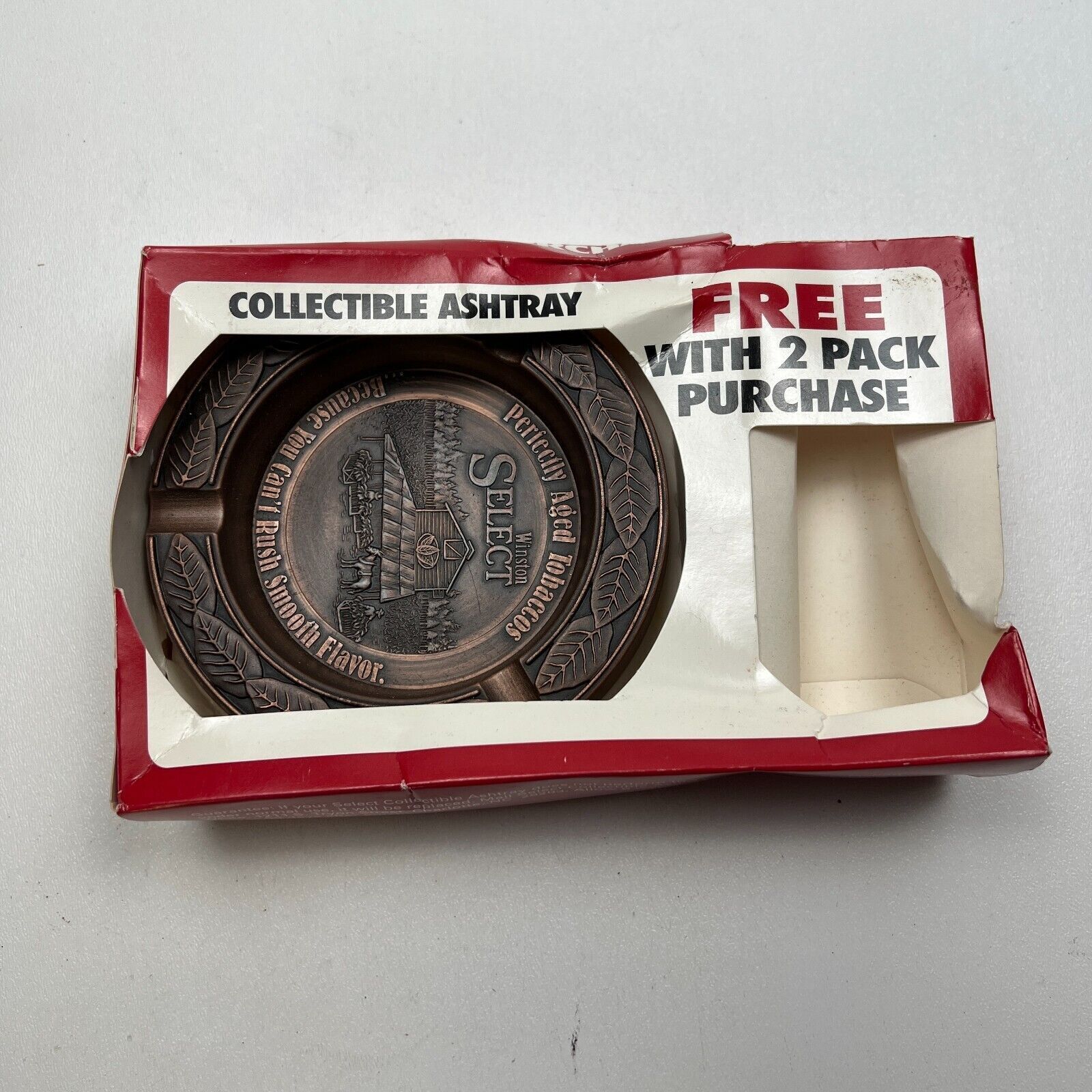 Vintage Copper Bronze RJR Winston Select Tobacco Cigar Cigarette Ashtray NOS Box