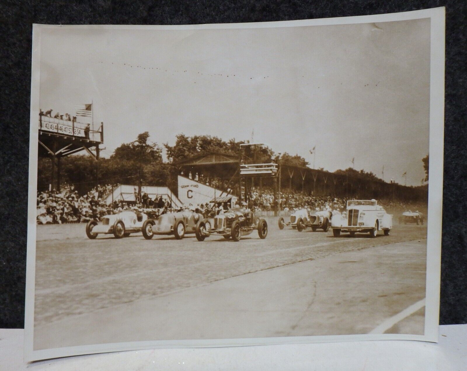 ORIGINAL VINTAGE 1930s Indianapolis 500 INDY 500 RACE CAR STARTING LINE UP PHOTO