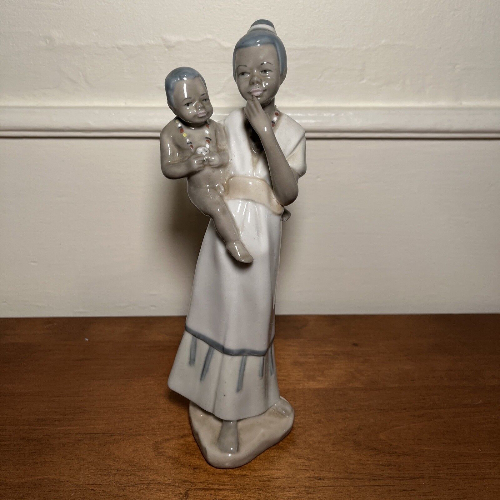 Casades Porcelain Figurine African American Black Mother Holding Child Baby Rare