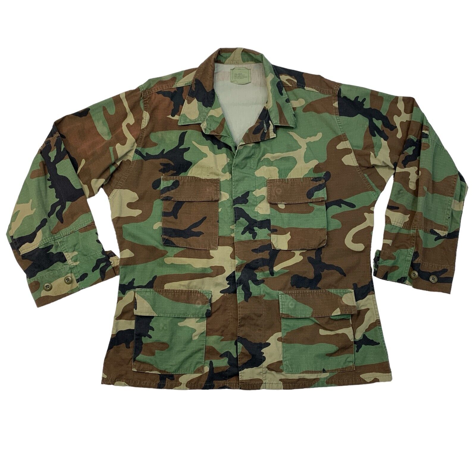 US Army Combat Jacket Mens Large Regular Camo Woodland Hot Weather Military Coat