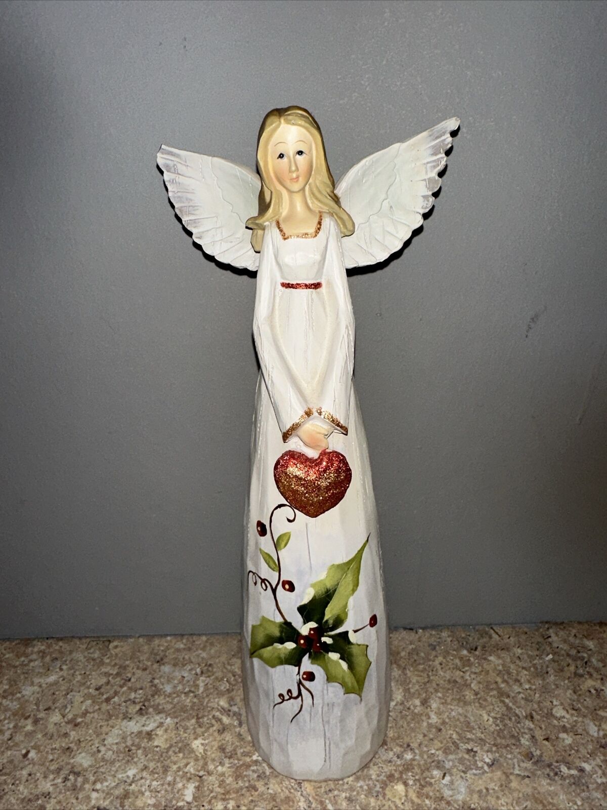 Tii collections hand painted angel 9.5”tall (chipped Wing Tip)