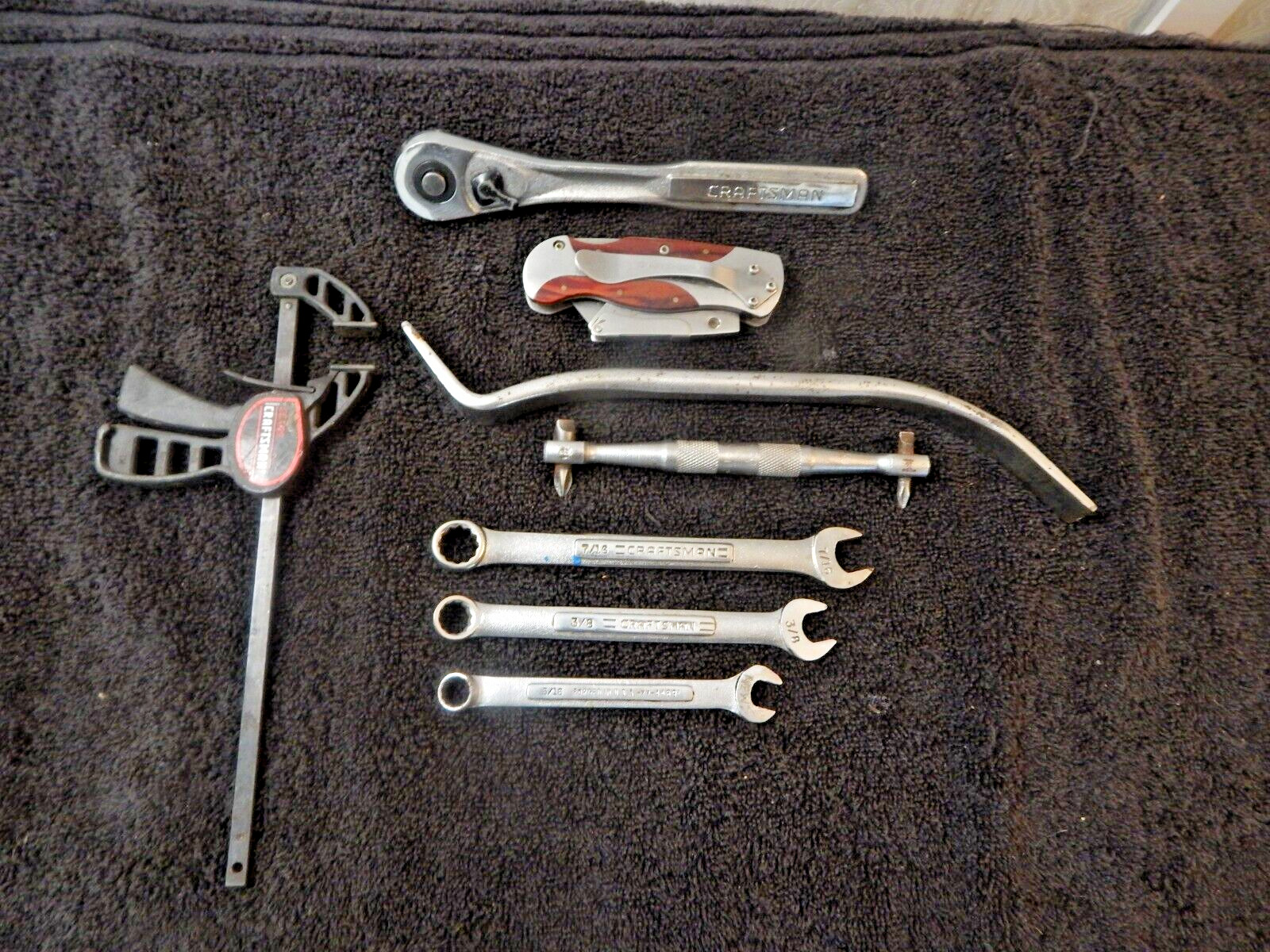 9 Pc Craftsman USA Mixed Tool Lot - Ratchet, Wrenches, Brake Adj., Etc. - VGC