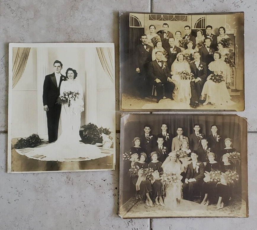 Lot of 3 Antique Vintage Wedding Photographs