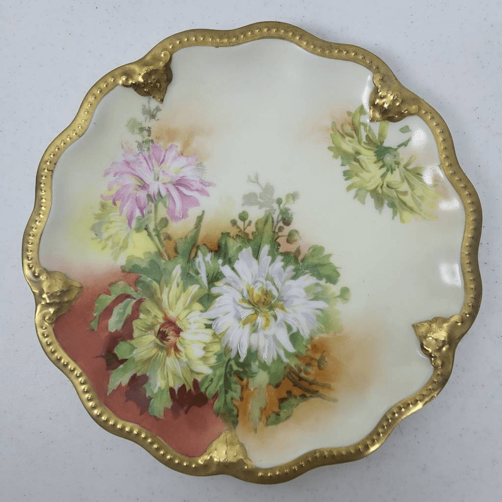 VTG Limoges Hand Painted Dish Flowers Signed A. Lanternier France Collectors