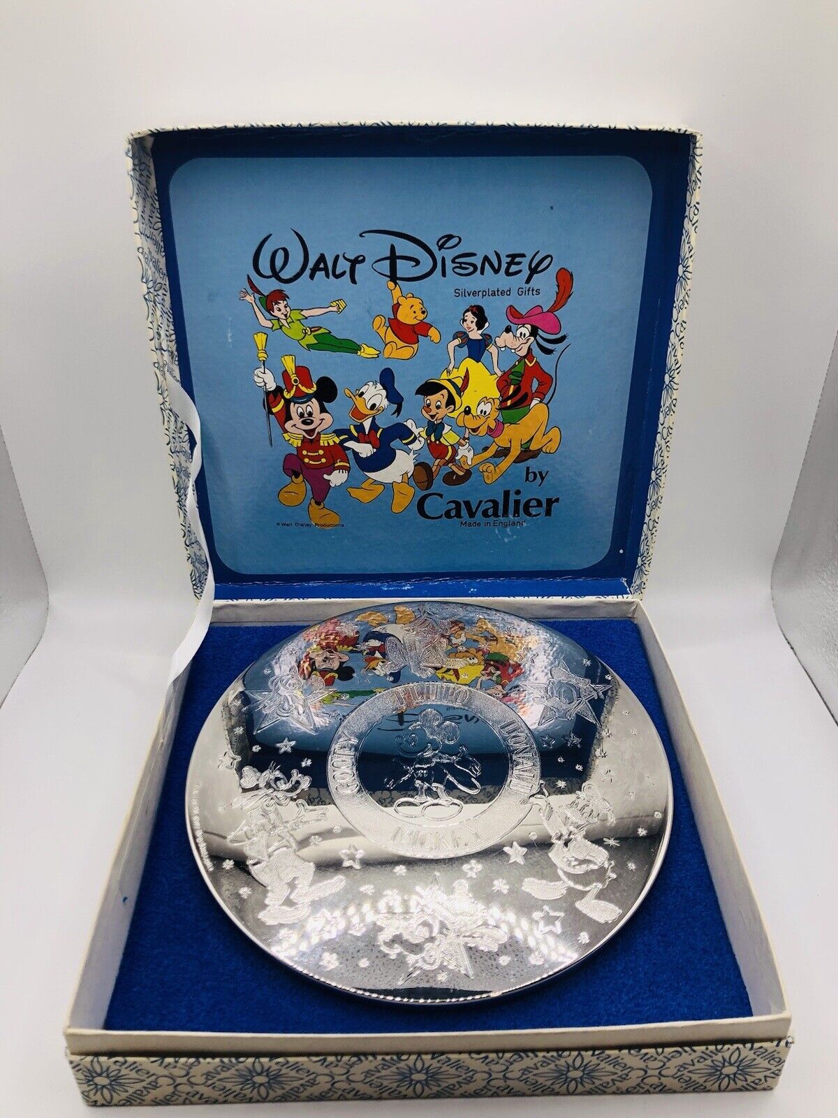 Vintage Walt Disney Silverplated Place Mat Cavalier Mickey Donald Goofy Pluto