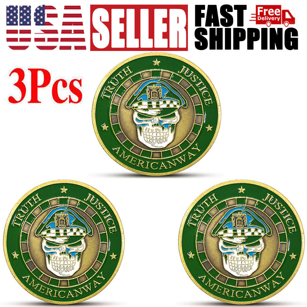 3X Chicago Police Coin American Officer Challenge Coin Skull Commemorative Coin