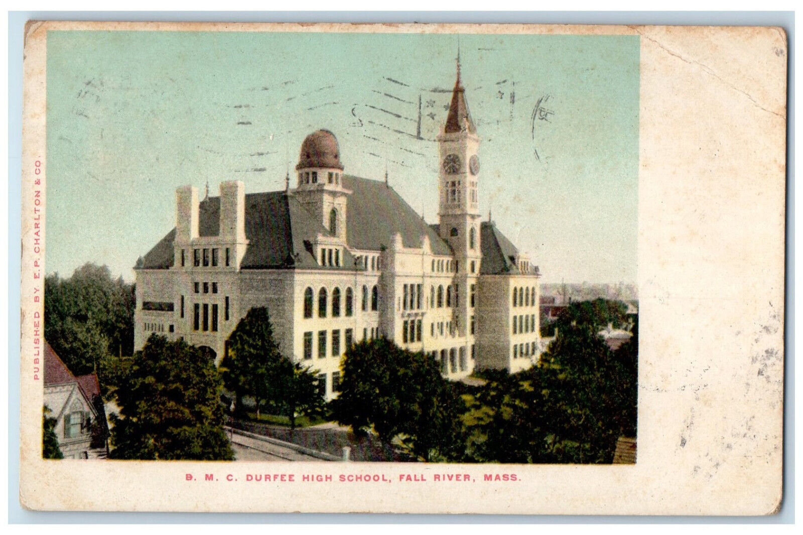 1906 B.M.C Durfee High School Building Fall River Massachusetts MA Postcard