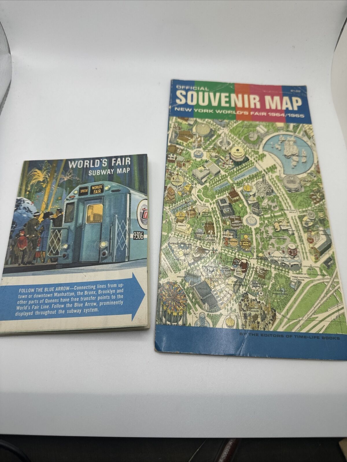 VINTAGE 1964/65 NY Worlds Fair  Memorabilia Lot Souvenir Map And Subway Map