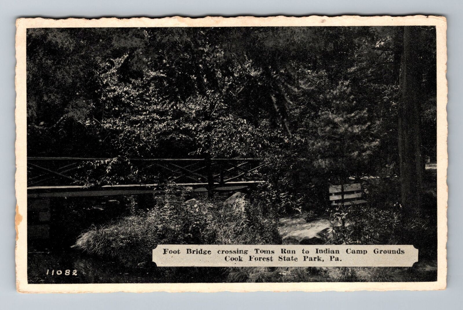 Cooksburgh PA-Pennsylvania, Cook Forest St Park, Ft Bridge, Vintage Postcard