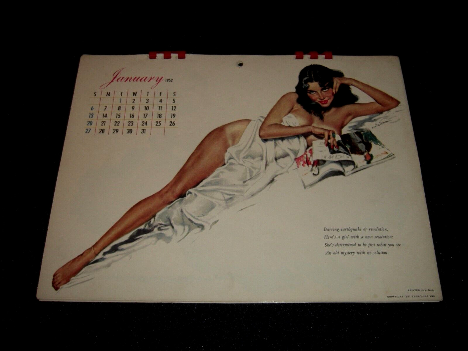 1952 Esquire Girl Full Year 12 Months Pinup Girl Calendar