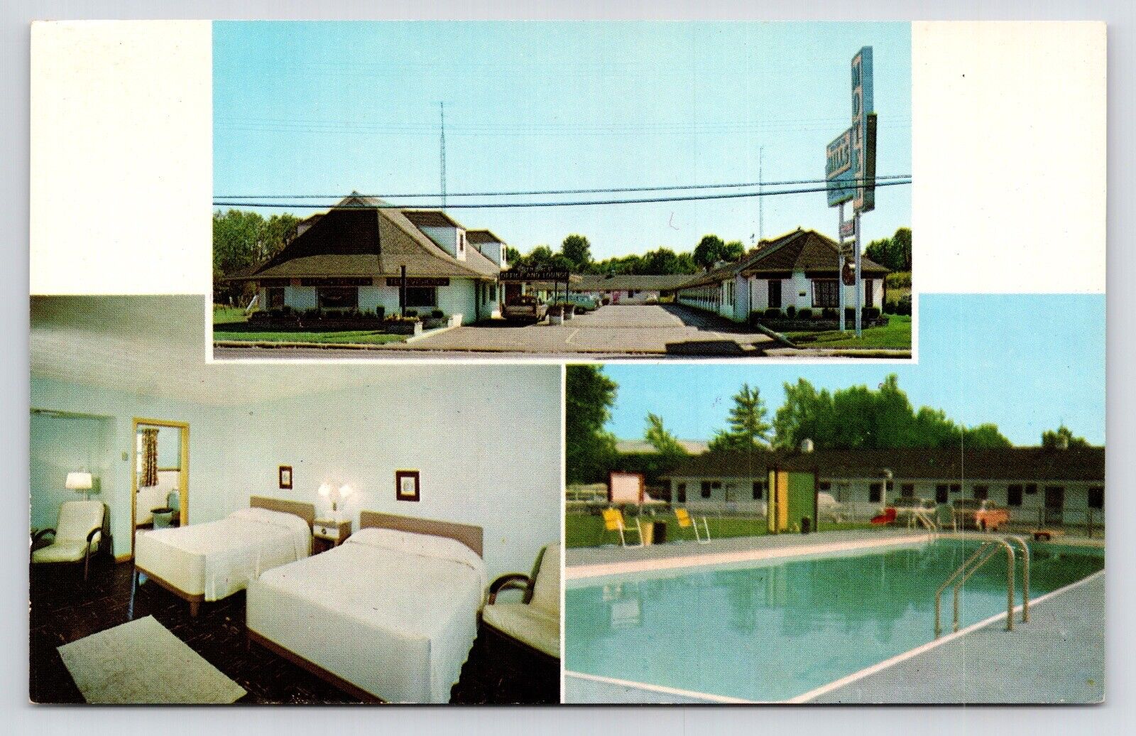 c1950s~Massillon Ohio~Mills Motel~Swimming Pool~Stark County~VTG OH Postcard