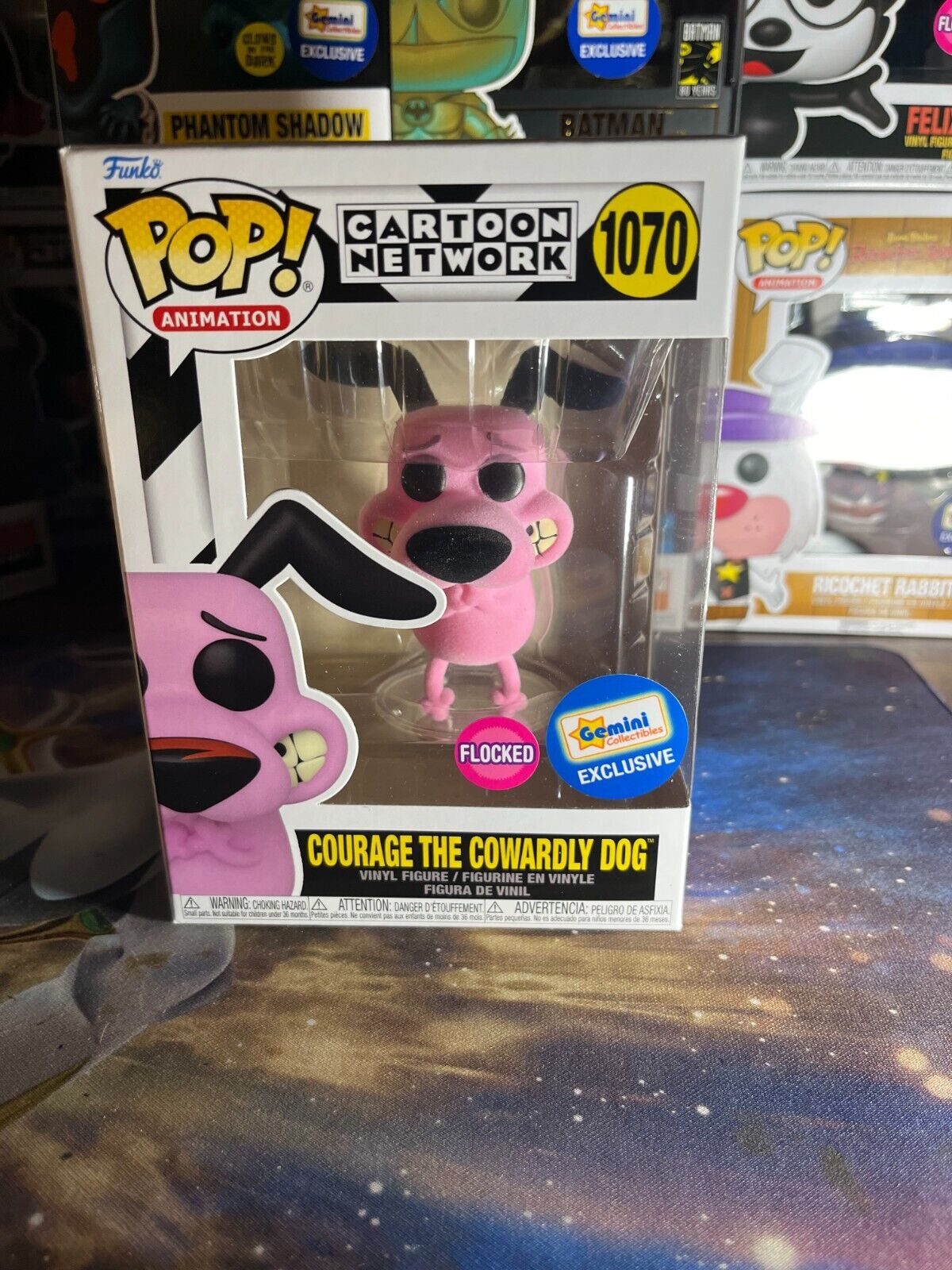 Funko Pop Courage the Cowardly Dog Flocked #1070 Gemini Exclusive W/PROTECTOR