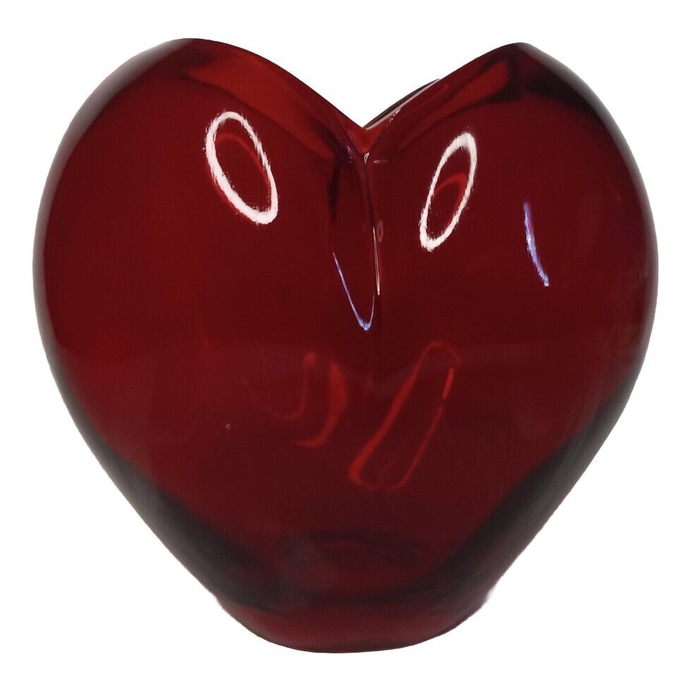 Vintage Glass Red Heart Vase