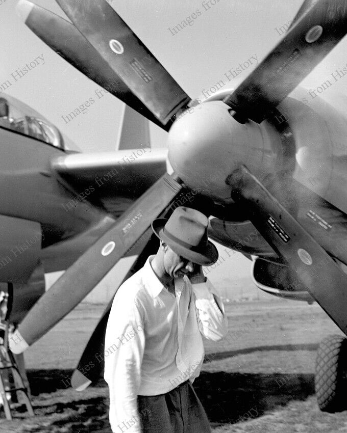 8x10 Print Howard Hughes Walks Past Propellar of His Plane Los Angeles 1947 #SEG