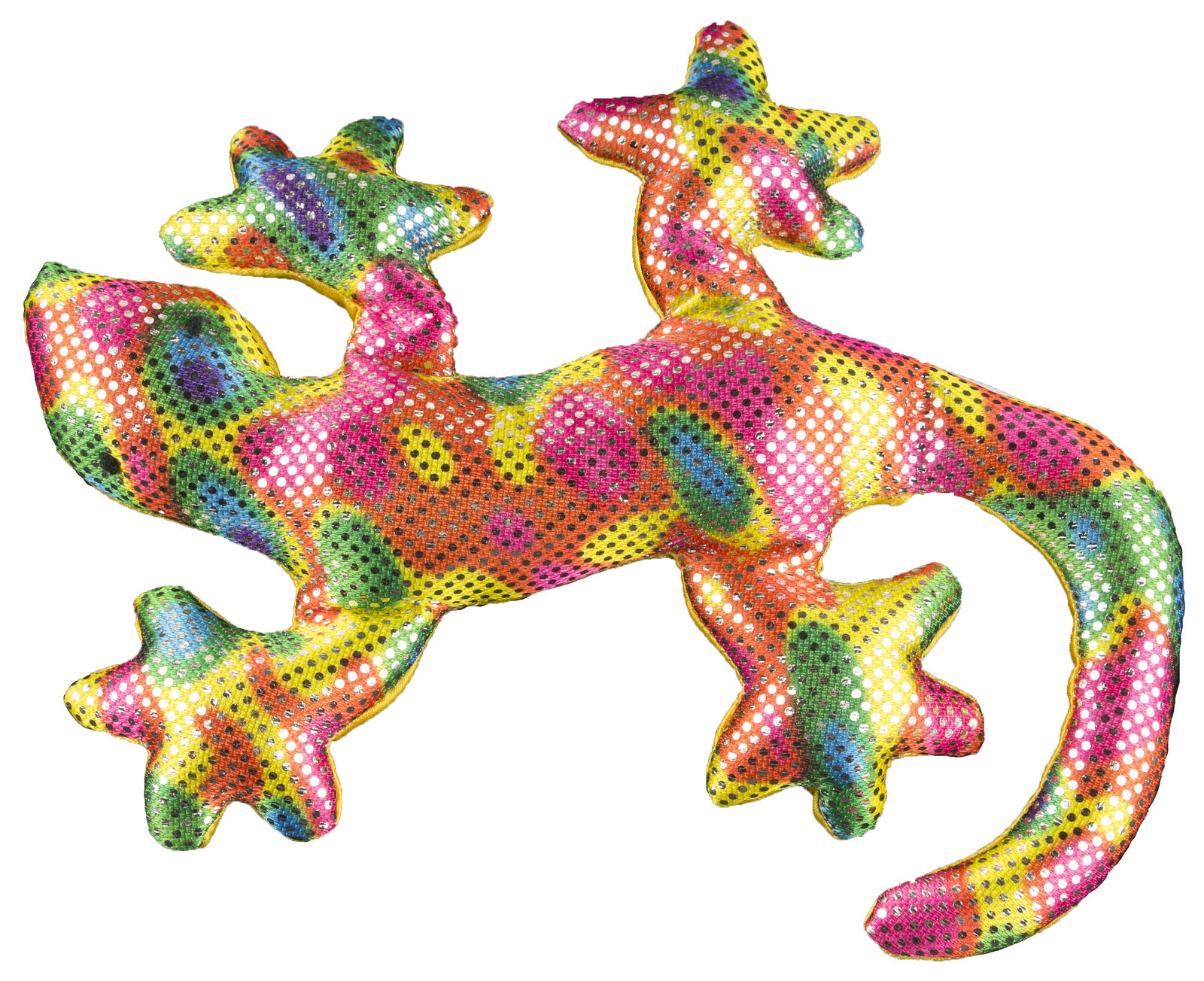 6 Inch Sand Filled Rainbow Glitter Plush Gecko Lizard Toy/ Paperweight