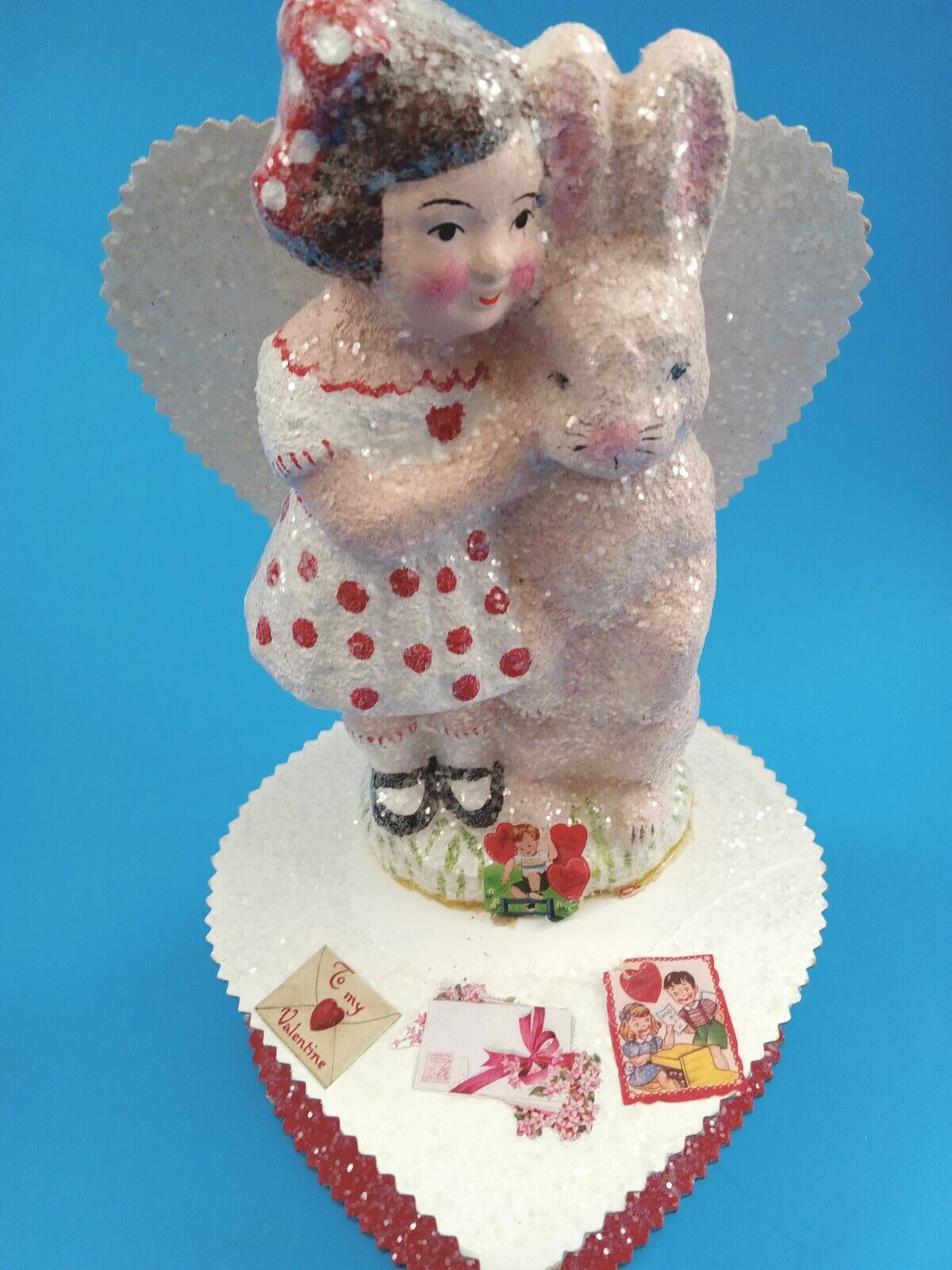 Rare ESC Trading Teena Flanner Girl With Bunny Valentine\'s Day Tabletop Decor