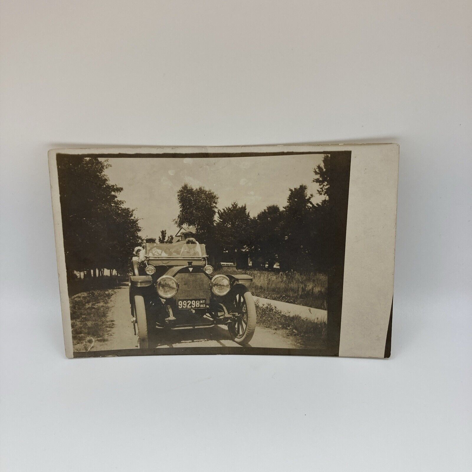 RPPC Postcard Early Automobile License Plate New York 1913