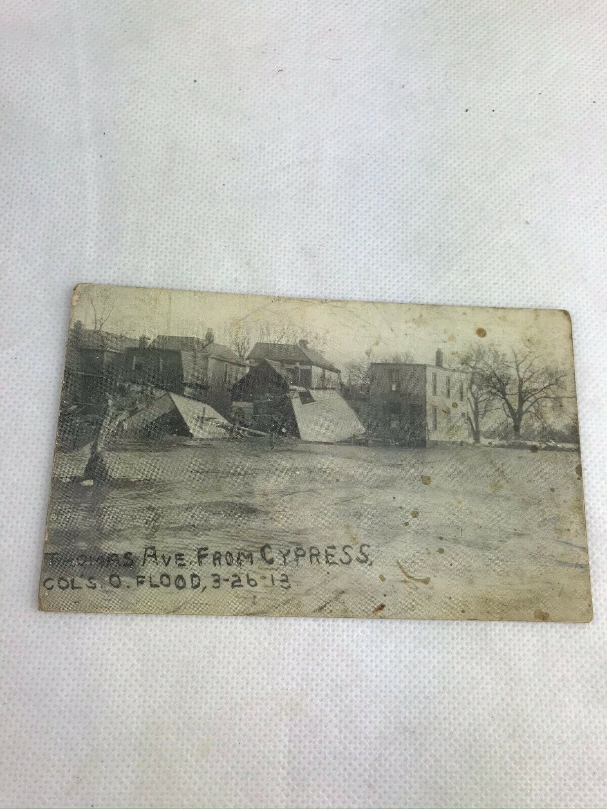 OH, Columbus, Ohio, 1913 Great Flood, Thomas Ave From Cypress, Post Card vintage