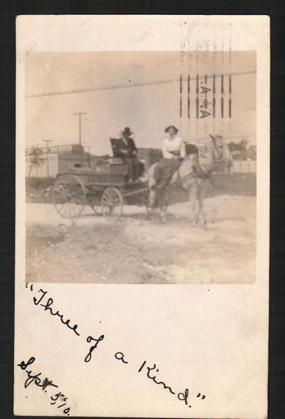 RPPC Postcard Photo Horse Drawn Wagon Man Woman 1910 Buggy Carriage Minneapolis