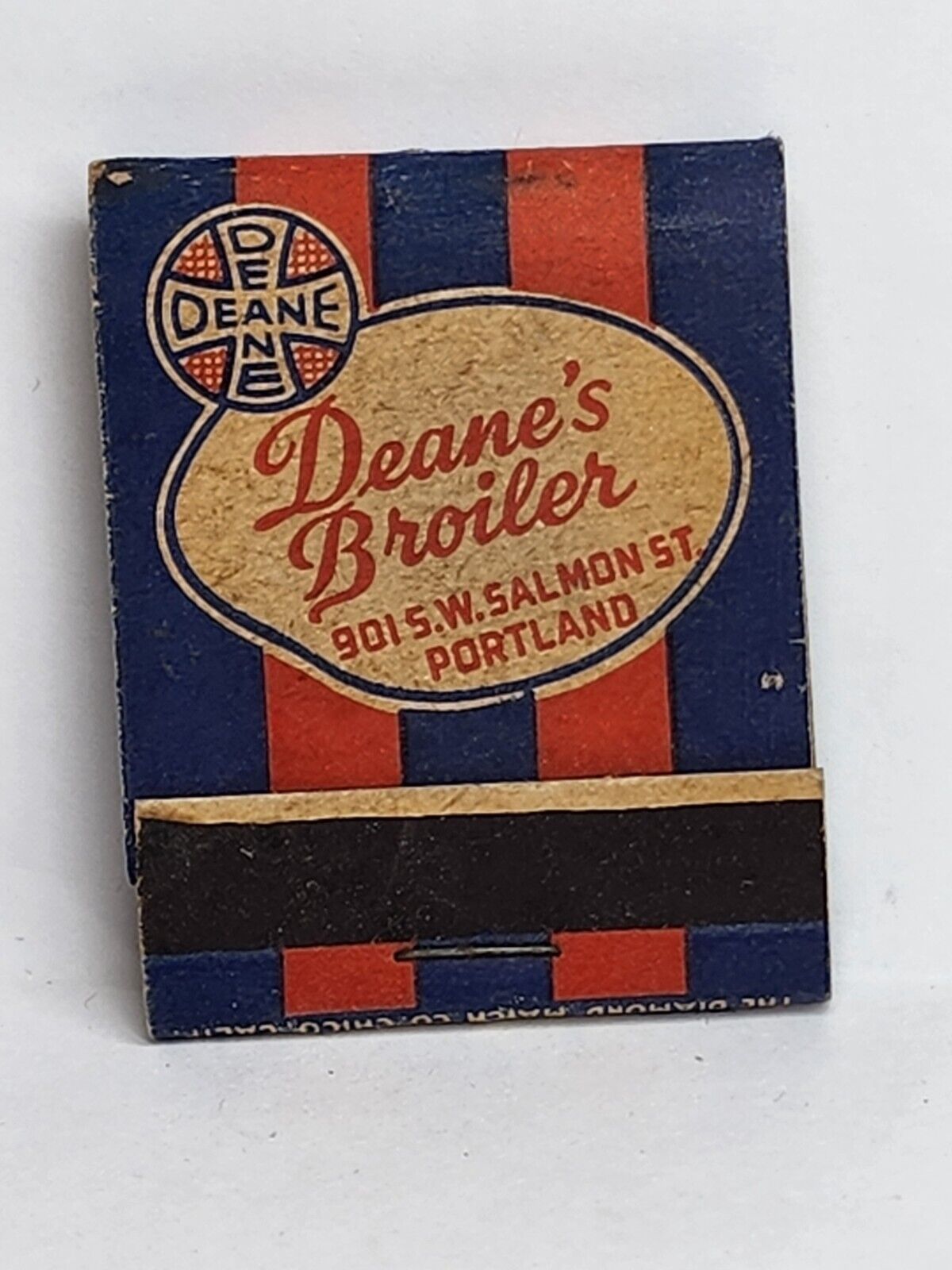 Vintage 1940\'s DEANE\'S BROILER PIT Restaurant Matchbook Cover Portland Oregon