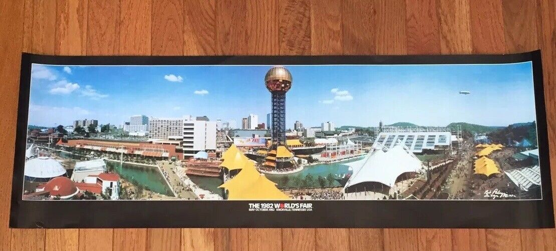 Vintage 1982 Worlds Fair Knoxville, Tennessee Panorama Poster - 12” x 36”  MINT