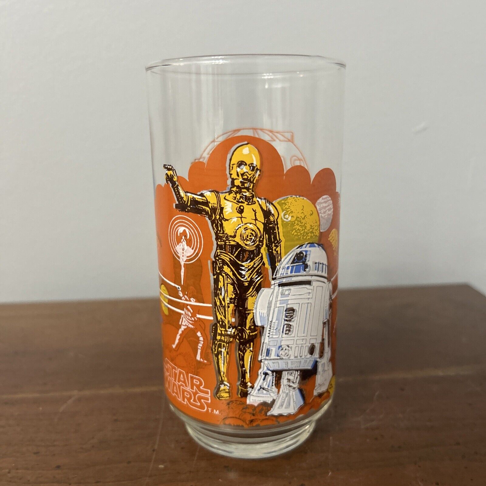 VINTAGE 1977 R2-D2 C-3PO STAR WARS BURGER KING DRINKING GLASS COCA-COLA 