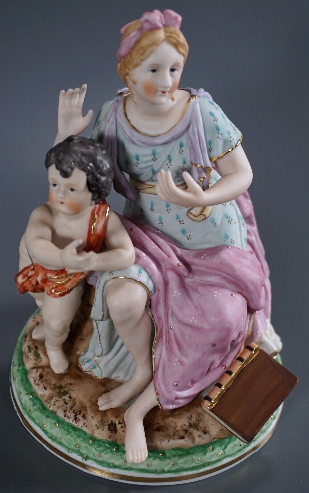 Bisque Porcelain Figurine Polychrome Decorated Allegorical Group