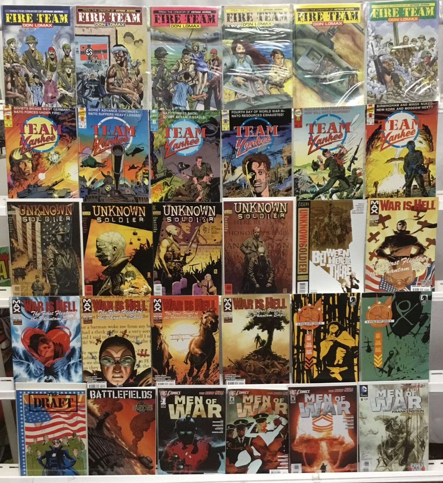 Military Comic Book Lot of 30 - Fire Team, Unknown Soldier, War is Hell, Draft