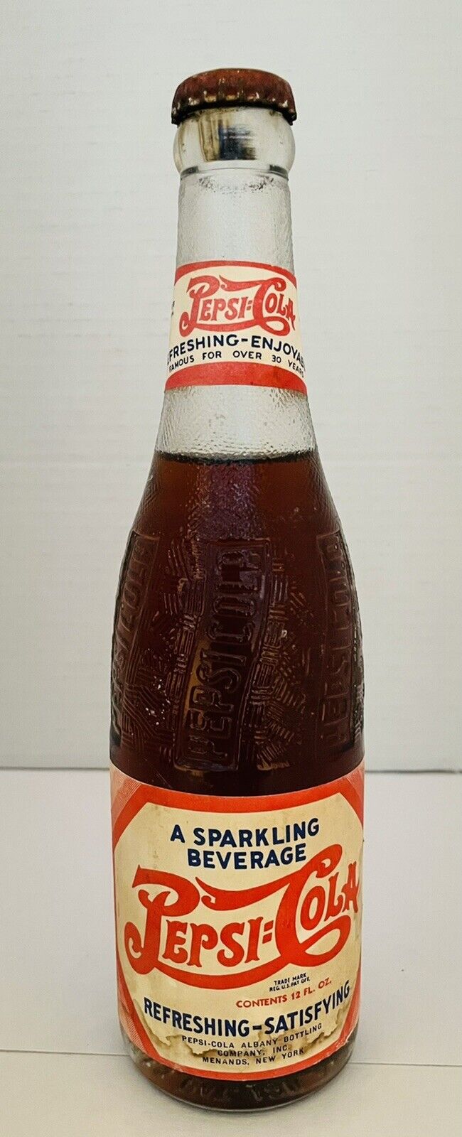 Vintage 1940’s Full 2 Dot Paper Label Bottle