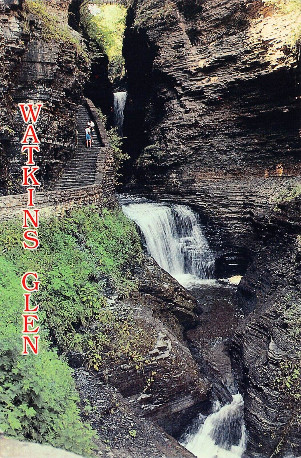 Watkins Glen NY New York Waterfall Schuyler County Scenic 6x4 Vtg Postcard U5