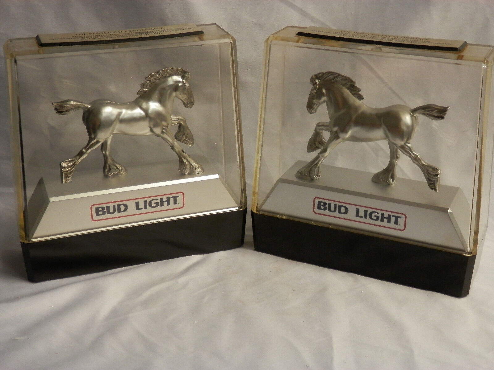 Pair of Vintage Bud Light single Clydesdale 1982  bar displays RIGHT / LEFT