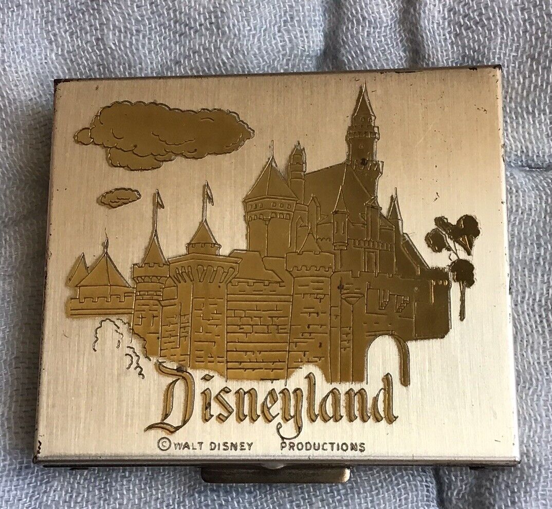 Vintage Disneyland Pill Trinket Box Powder Compact Cinderella\'s Castle Disney
