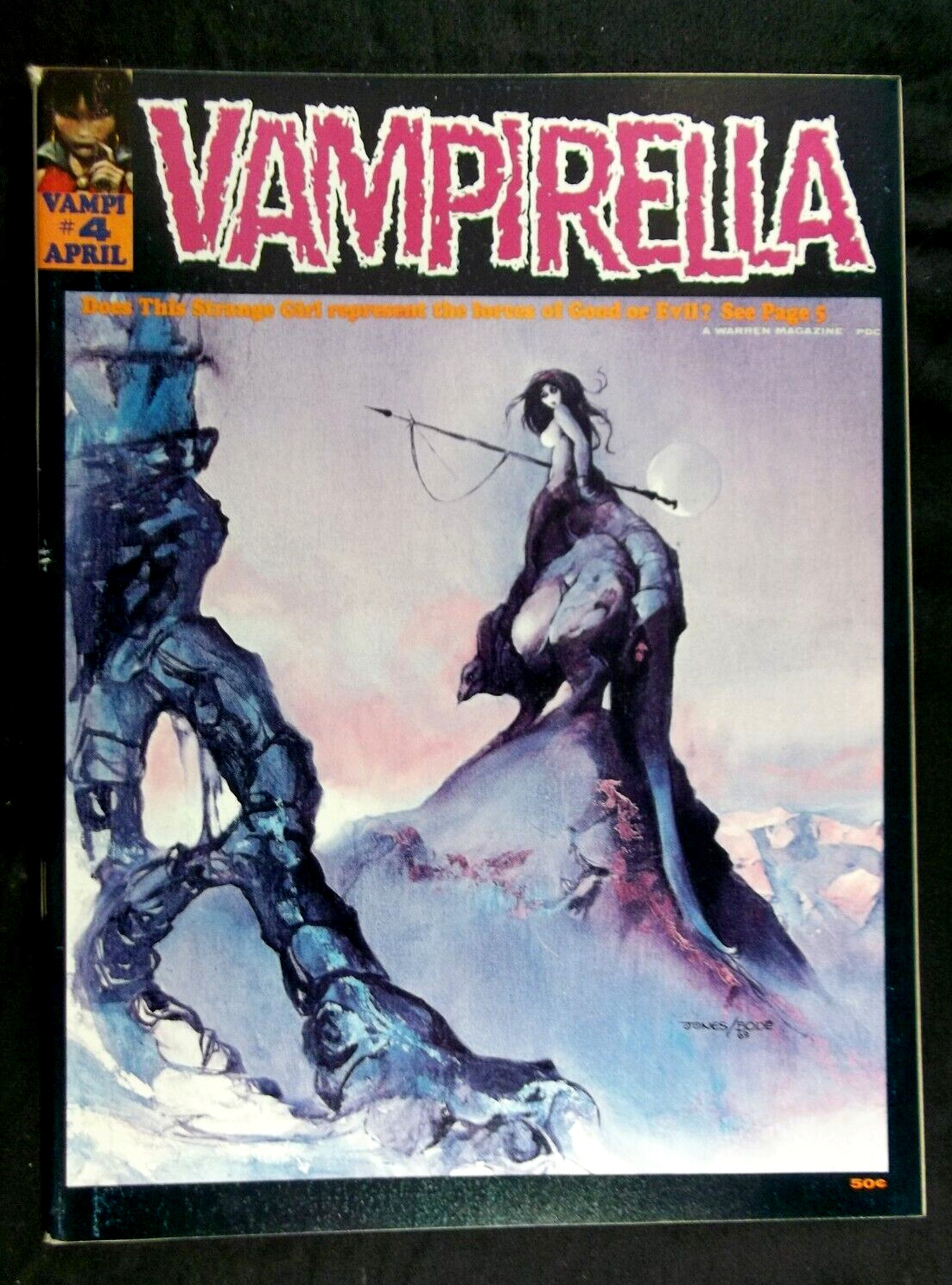 Vampirella #4 FN 6.0 Jeff Jones Cover Art, Vintage Warren Magazine 1970