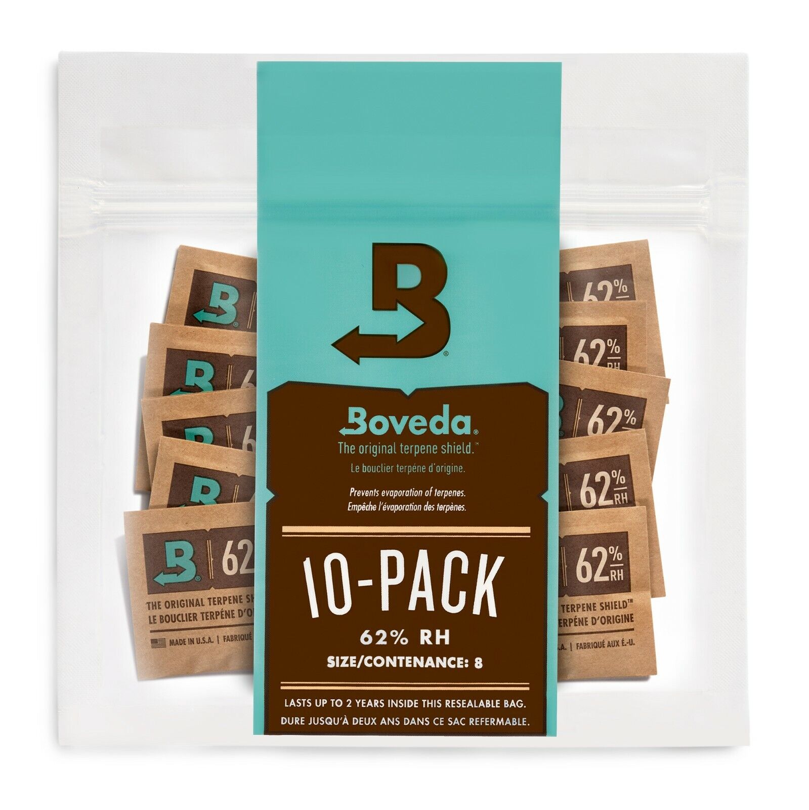 Boveda 62% RH 2-Way Humidity Control - Protects & Restores - Size 8 - 10 Count