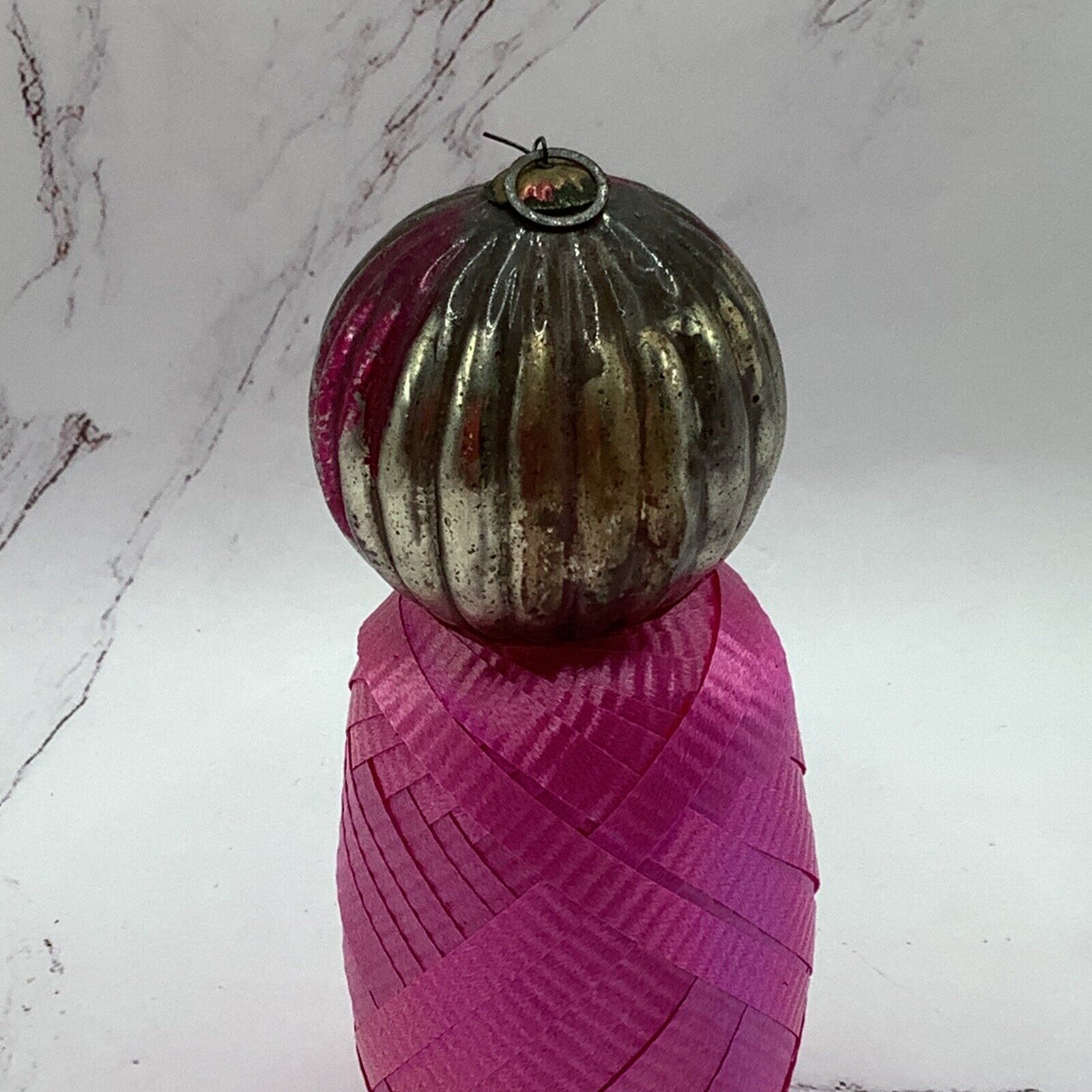 Antique Mercury Glass Pumpkin Ornament. Made In Germany Early 1900s
