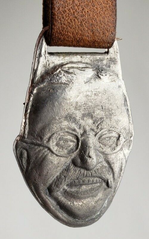 XRARE Antique President Theodore Teddy Roosevelt Metal Pocket Watch Fob Figural