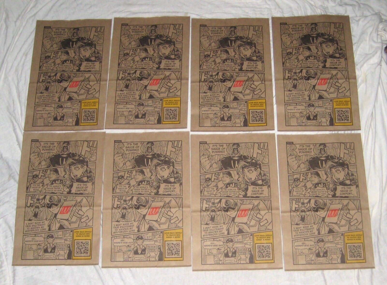Lot of 8 Mcdonalds WcDonalds Limited Anime Paper Bag Manga Cowboy Bebop UNUSED 