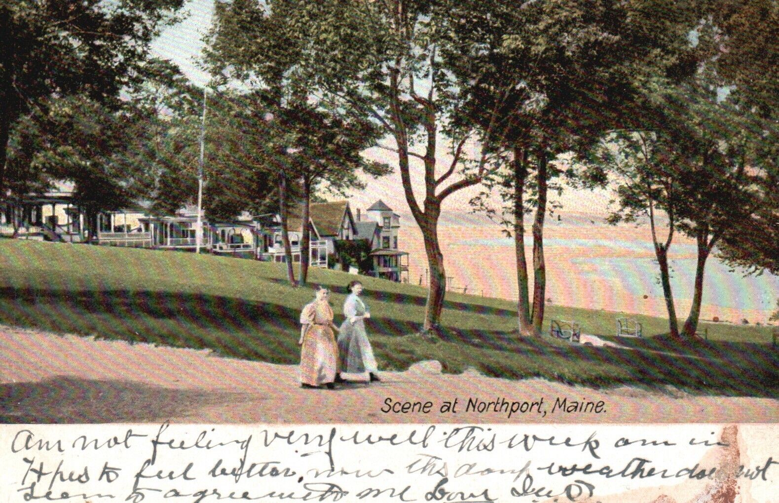 Postcard ME Scene at Northport Maine Waterside Walkway 1909 Vintage PC f2488