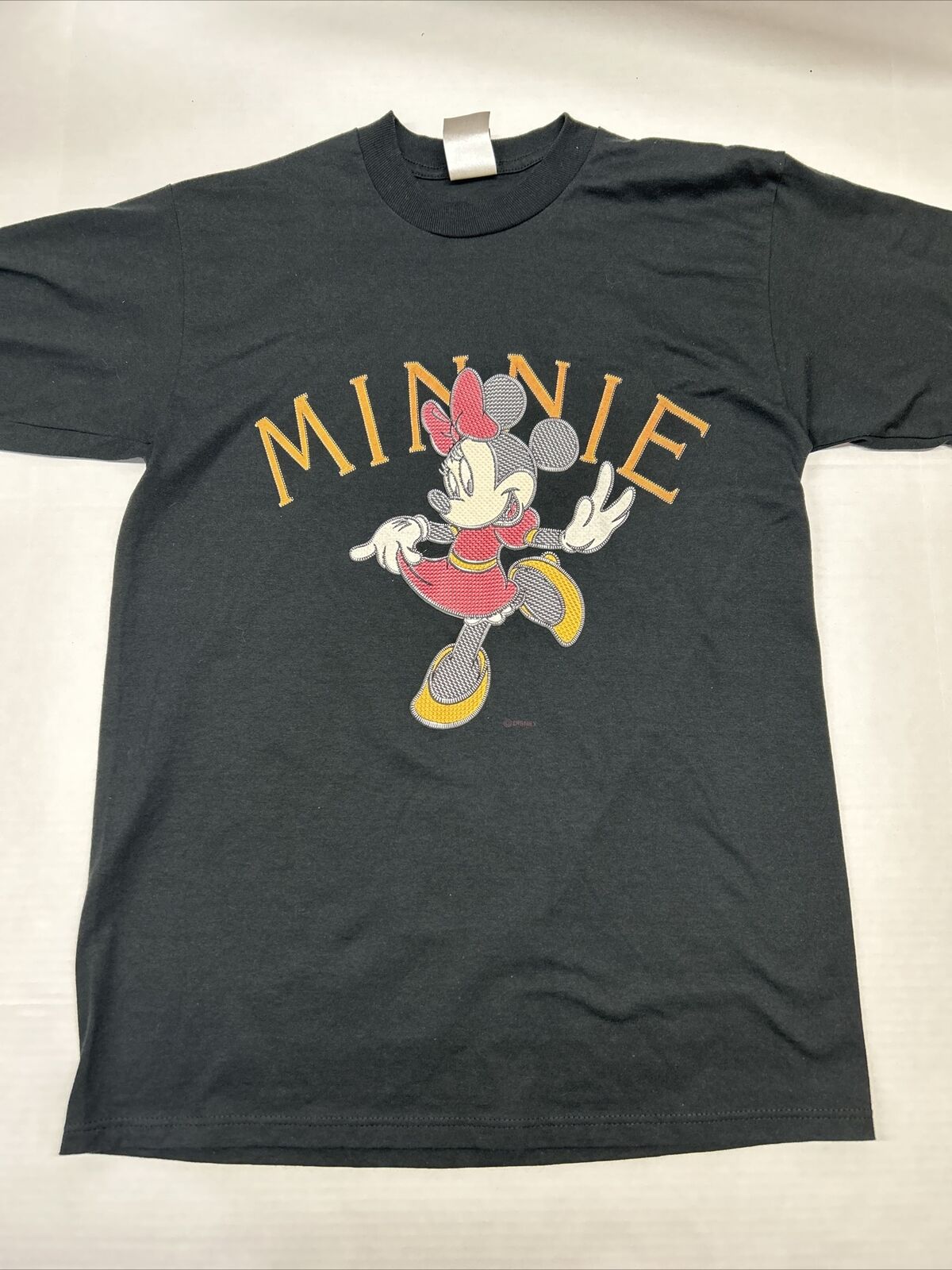 Vintage 90’s Disney Minnie Mouse Raised Texture Patterned Print Shirt Medium Blk