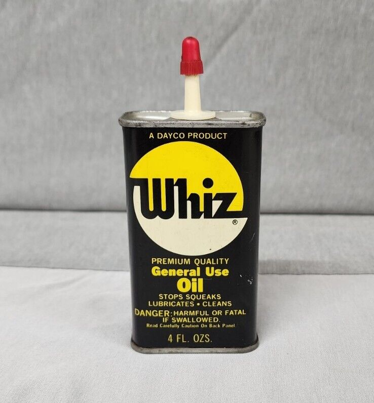 Vintage WHIZ GENERAL USE OIL HANDY OILER Rare Old Advertising Tin Can Shop 4oz