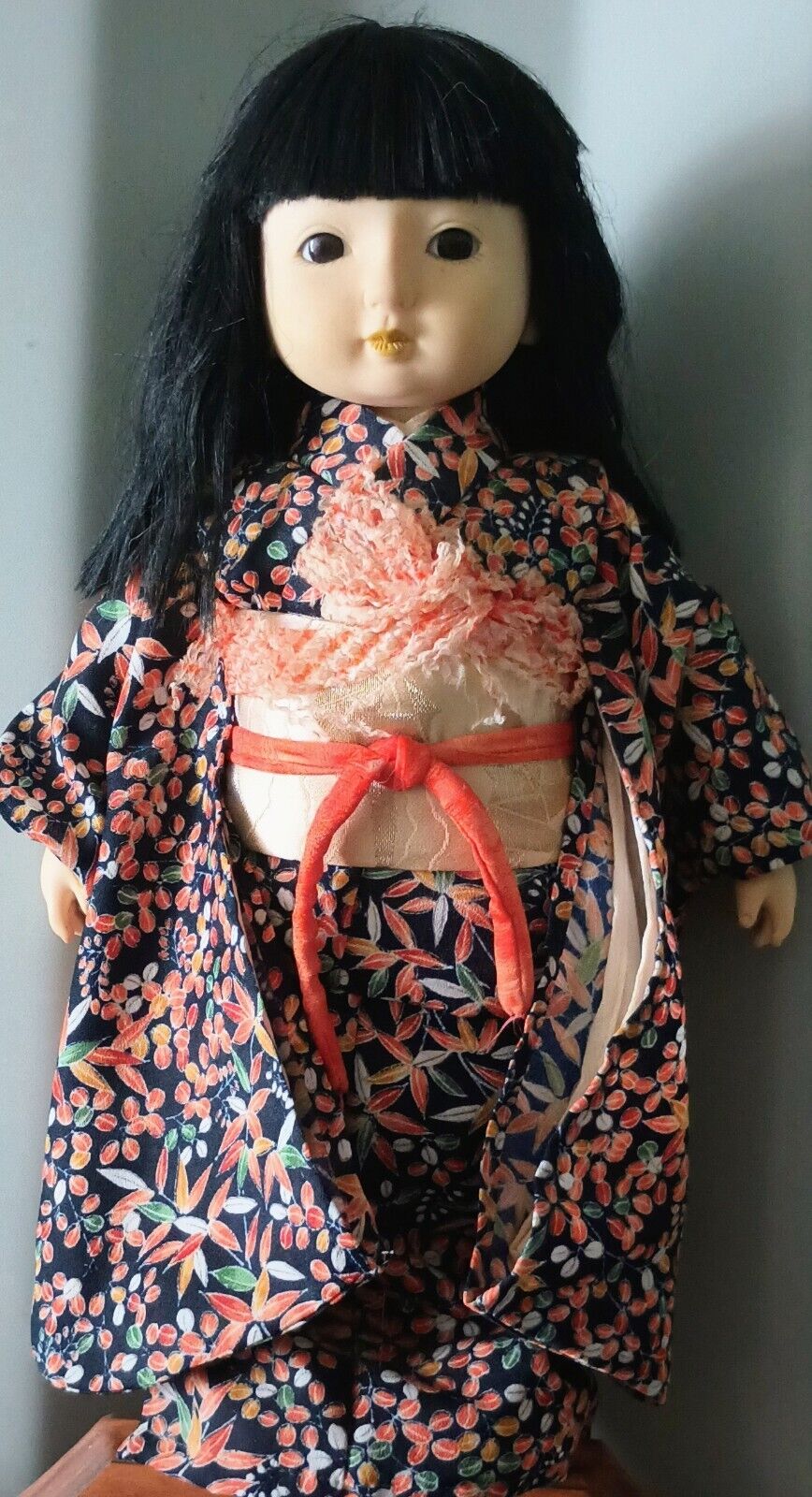 Vintage Japanese Traditional Doll with Colorful Kimono Collectible