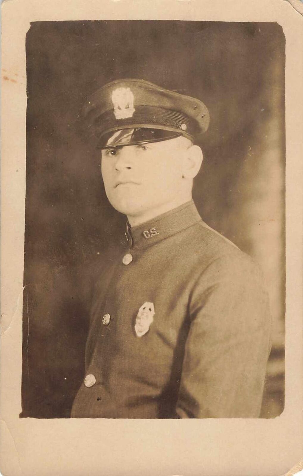 1910s RPPC Police Officer C.S. Colorado Springs? Real Photo Postcard Cop as-is