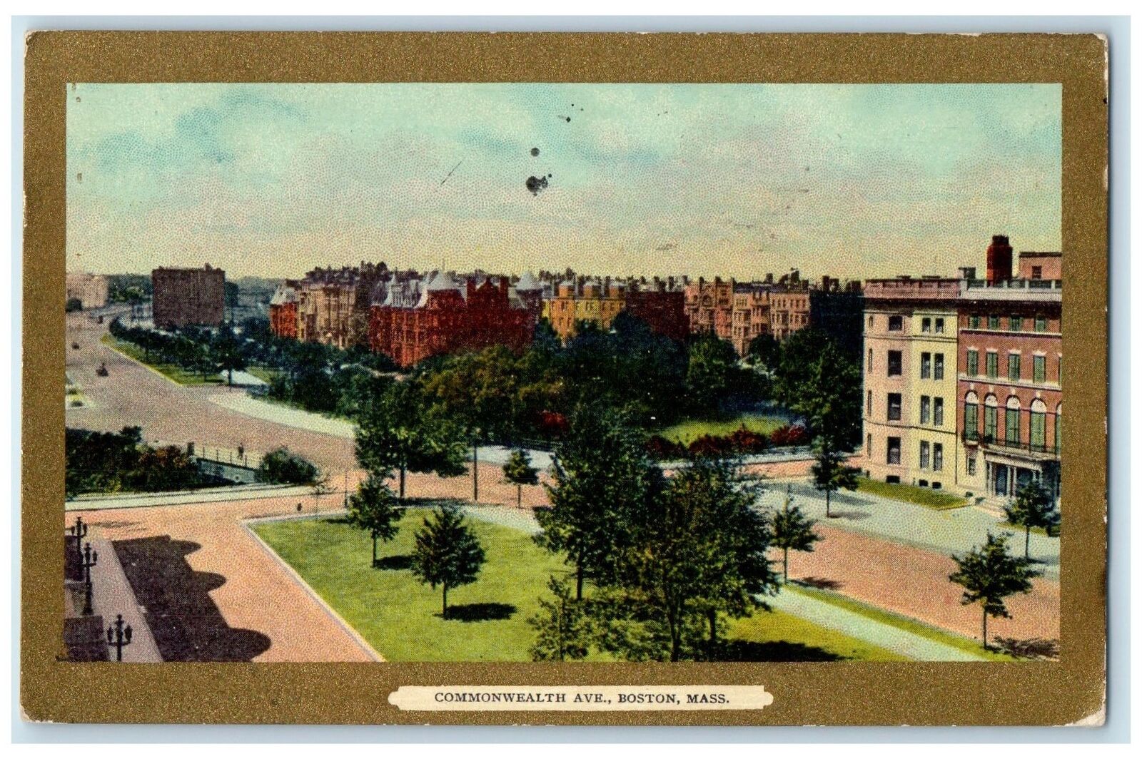 1910 Commonwealth Avenue Buildings Road Boston Massachusetts MA Antique Postcard