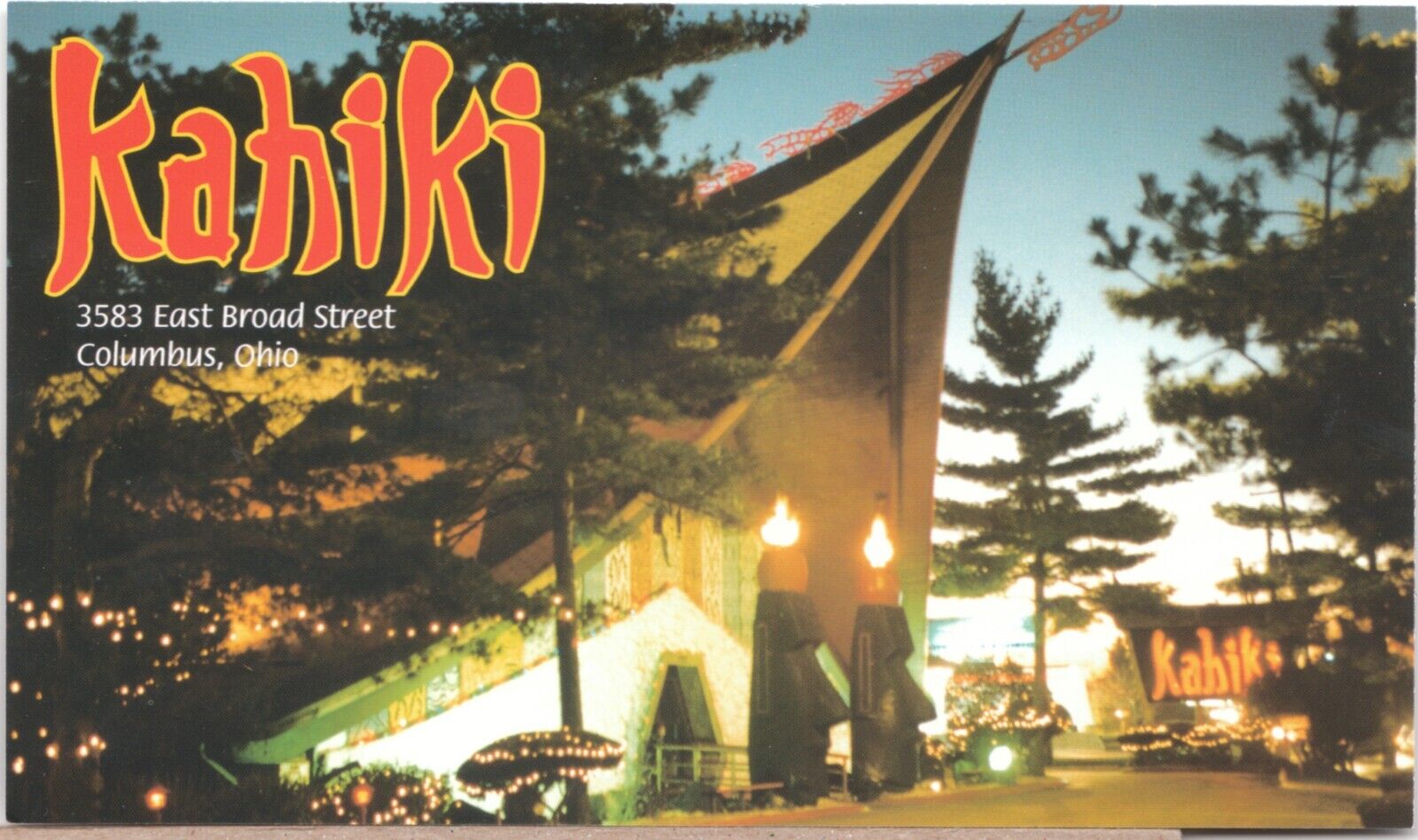 Kahiki Supper Club postcard Vintage Tiki restaurant Columbus OH