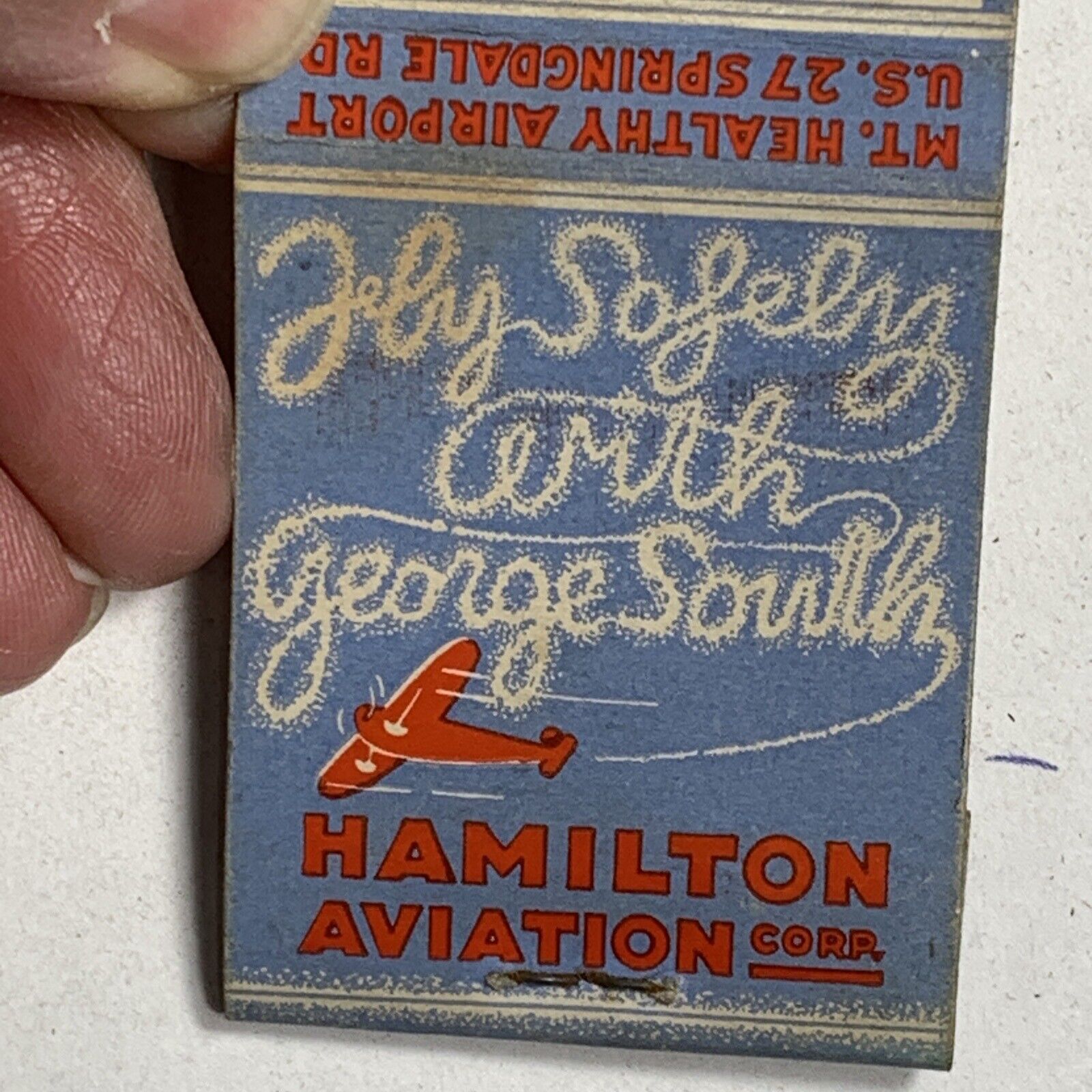 Matchbook Cover Learn To Fly Hamilton Aviation Mt Healthy Airport Ohio G South