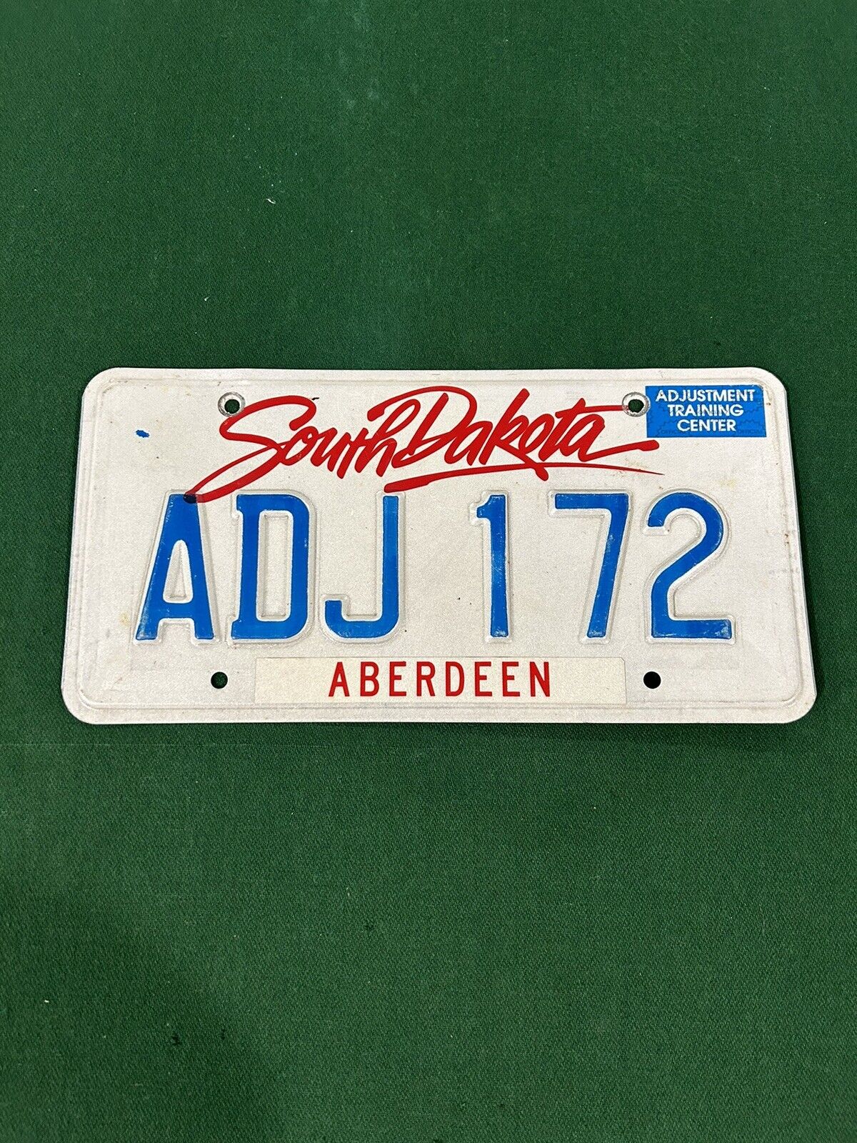 Extremely Rare Aberdeen South Dakota Adjustment Training Center License Plate.