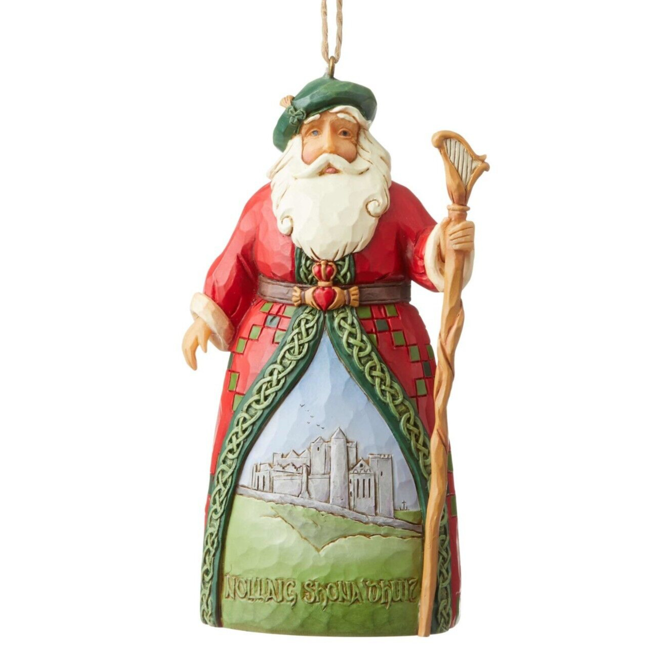 ✿ New JIM SHORE Christmas Ornament IRISH SANTA Harp Castle Home Decor 6004309