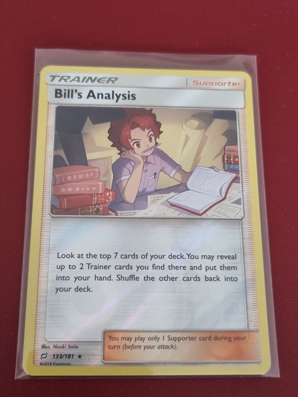 Pokemon Card Sun Moon Team Up Bill\'s Analysis 133/181 Rare Reverse Holo Card